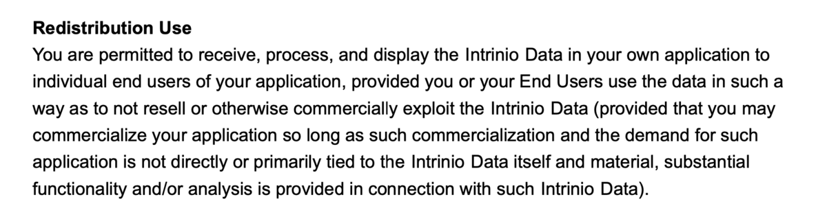 Intrinioライセンス条件
